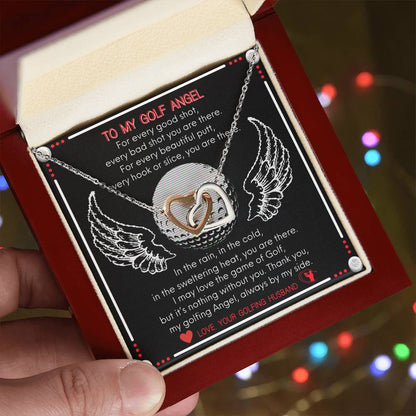 To My Golf Angel - Never Ending Love Necklace - From Your Golfing Husband Interlocking Hearts Necklace
