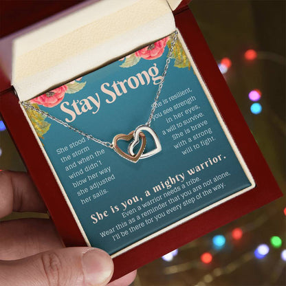 Stay Strong Recovery Gift Necklace Interlocking Hearts Necklace