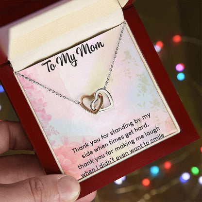 To My Mom Interlocking Hearts Necklace Message Card