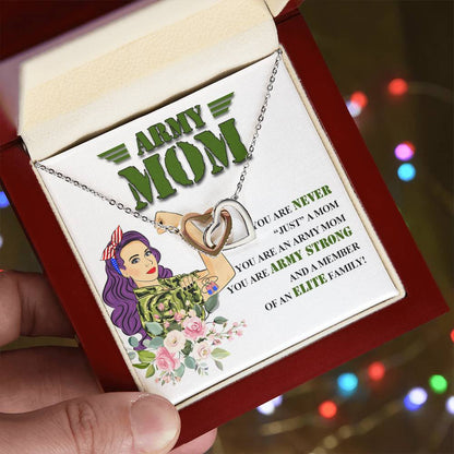 Army Mom Gift - Strong Mom - The Interlocking Heart Necklace Interlocking Hearts Necklace