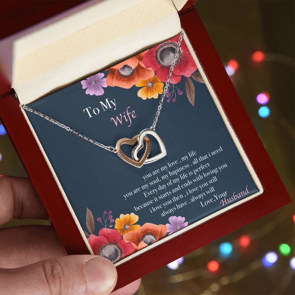 To My Wife Necklace Gift Set Interlocking Hearts Necklace