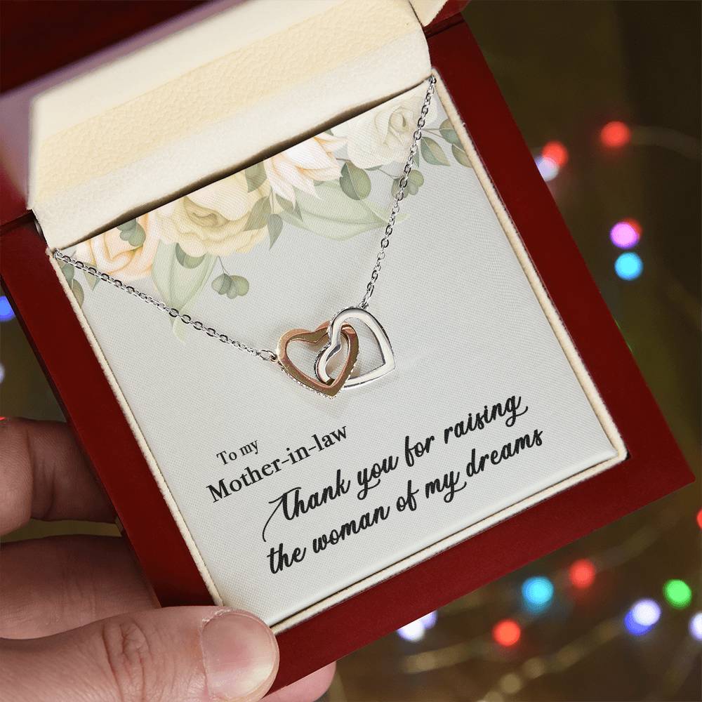 To My Mother In Law Thank You For Raising The Woman Of My Dreams Interlocking Hearts Necklace