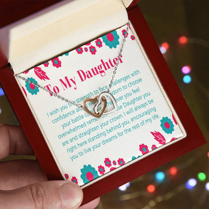 To My Daughter - Birthday Gift For Daughter From Mom Daughter Necklace From Mom Daughter Birthday Jewelry Interlocking Hearts Necklace