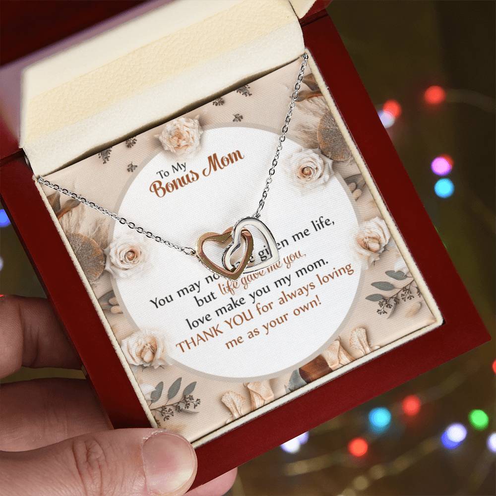 Gift For Bonus Mom - Loving Me As Your Own - The Interlocking Heart Necklace Interlocking Hearts Necklace