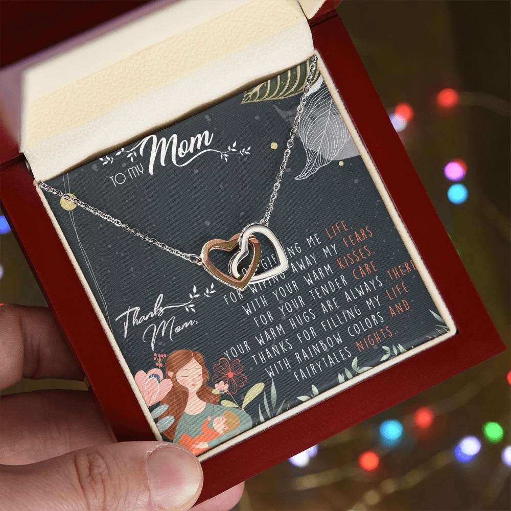 To My Mom Interlocking Hearts Necklace Message Card
