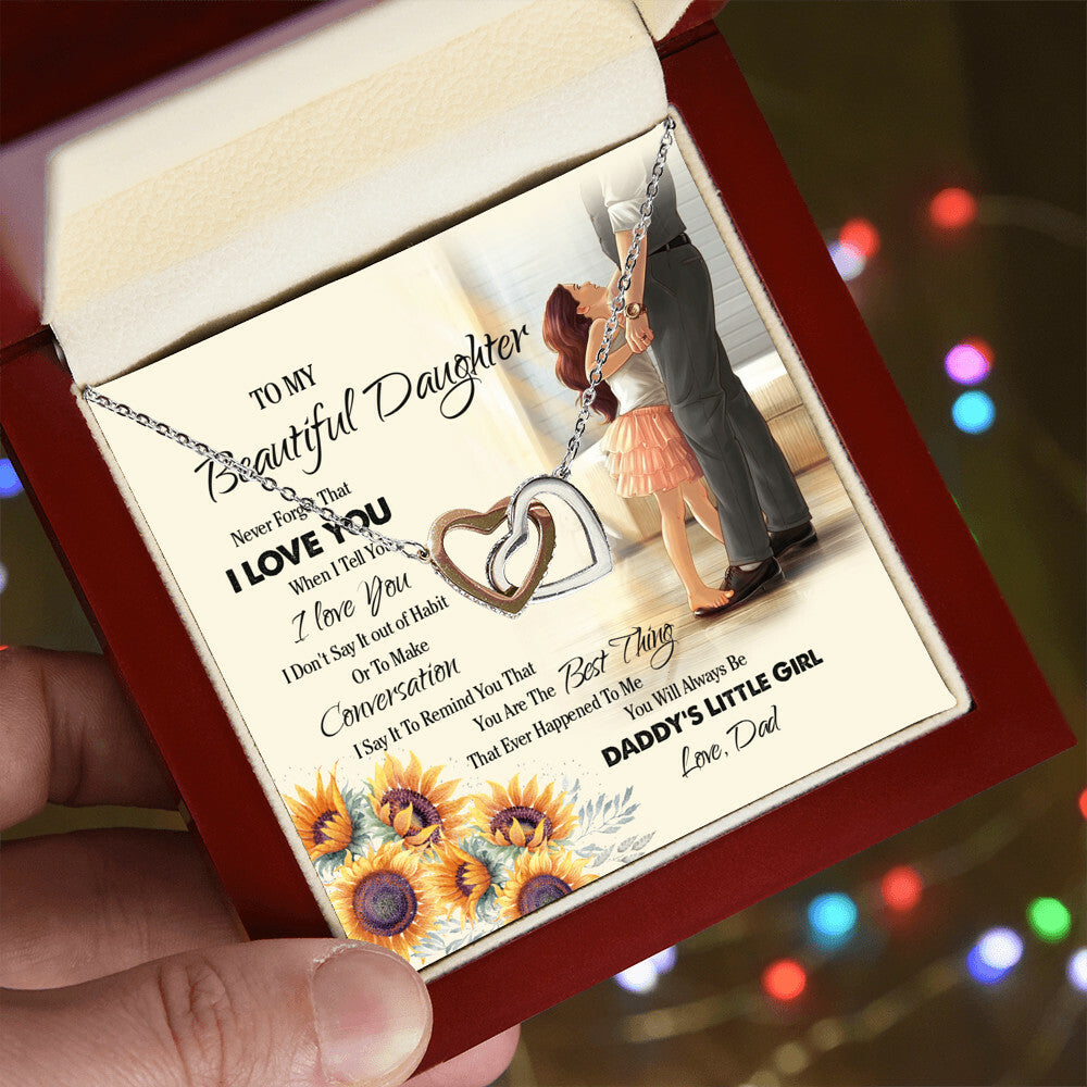 Gift For Daughter Birthday Draduation Gift For Daughter From Dad Necklace For Daughter Jewelry For Daughter Interlock Necklace Interlocking Hearts Necklace