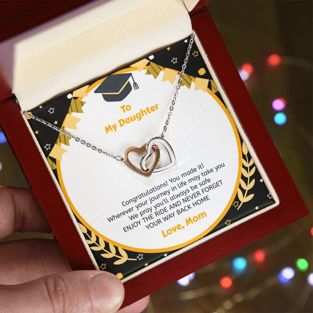 To My Daughter You Made It - Necklace Interlocking Hearts Necklace