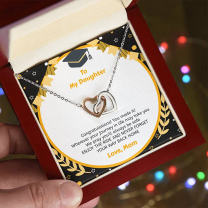To My Daughter You Made It - Necklace Interlocking Hearts Necklace