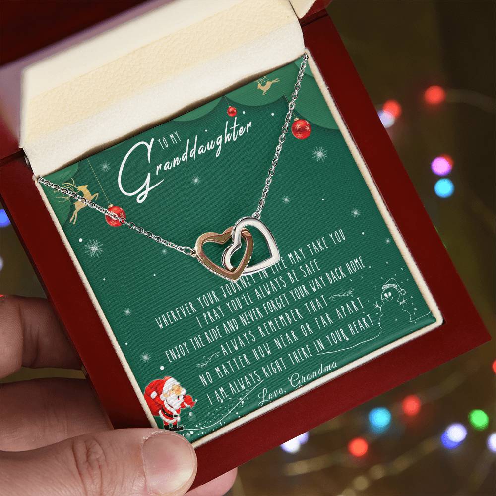 To My Granddaughter Interlocking Hearts Necklace Message Card