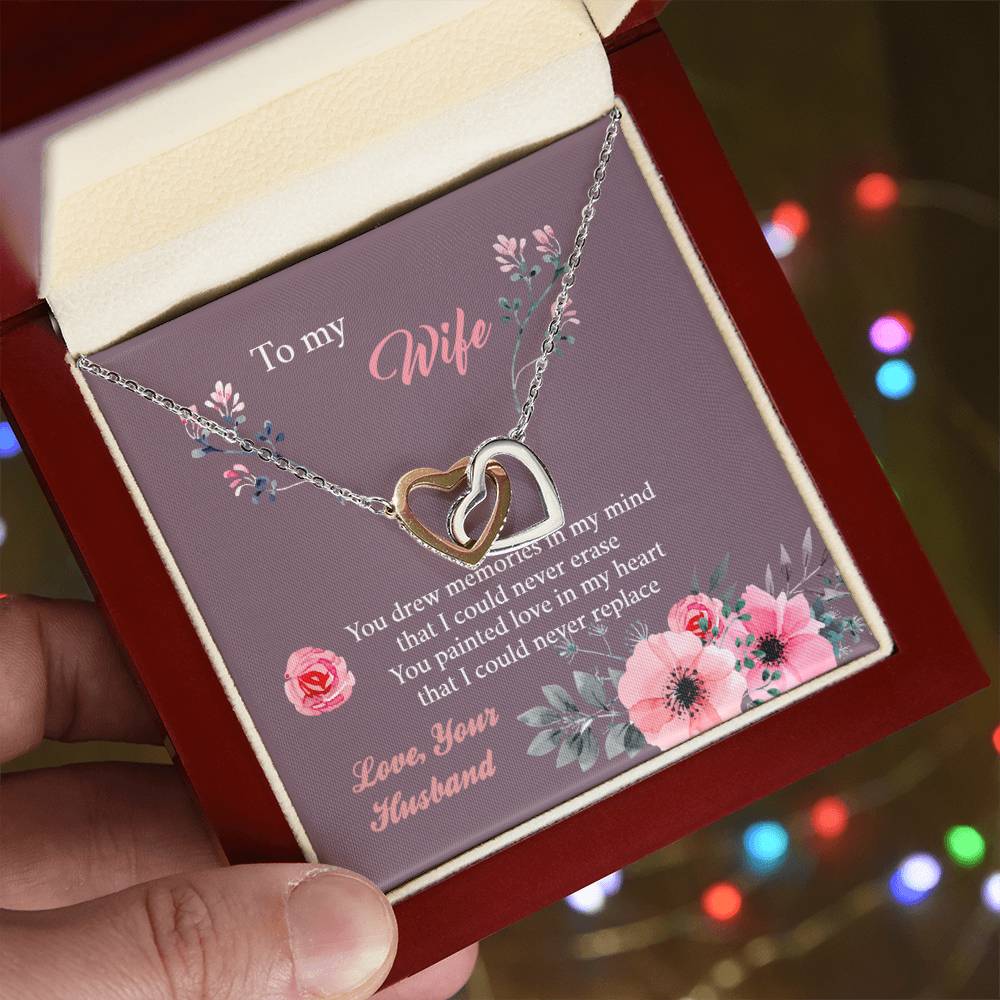 To My Wife - Memories Paint Heart - Necklace Interlocking Hearts Necklace