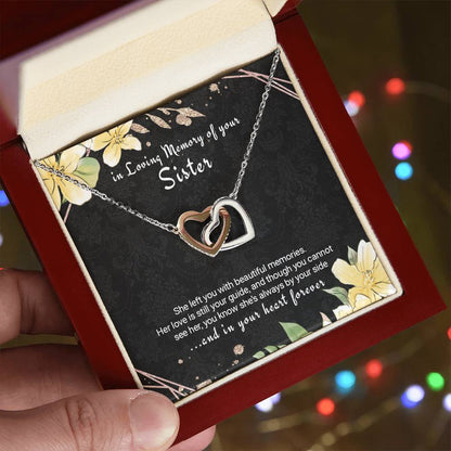 Sister Remembrance Necklace Twin Hearts Sympathy Gift For Loss Of Sister Interlocking Hearts Necklace