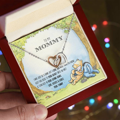 New Mommy Necklace New Mom Gift Mom To Be Winnie The Pooh Baby Shower Gift First Time Mom Pregnancy Gift New Mommy Gift Idea Interlocking Hearts Necklace