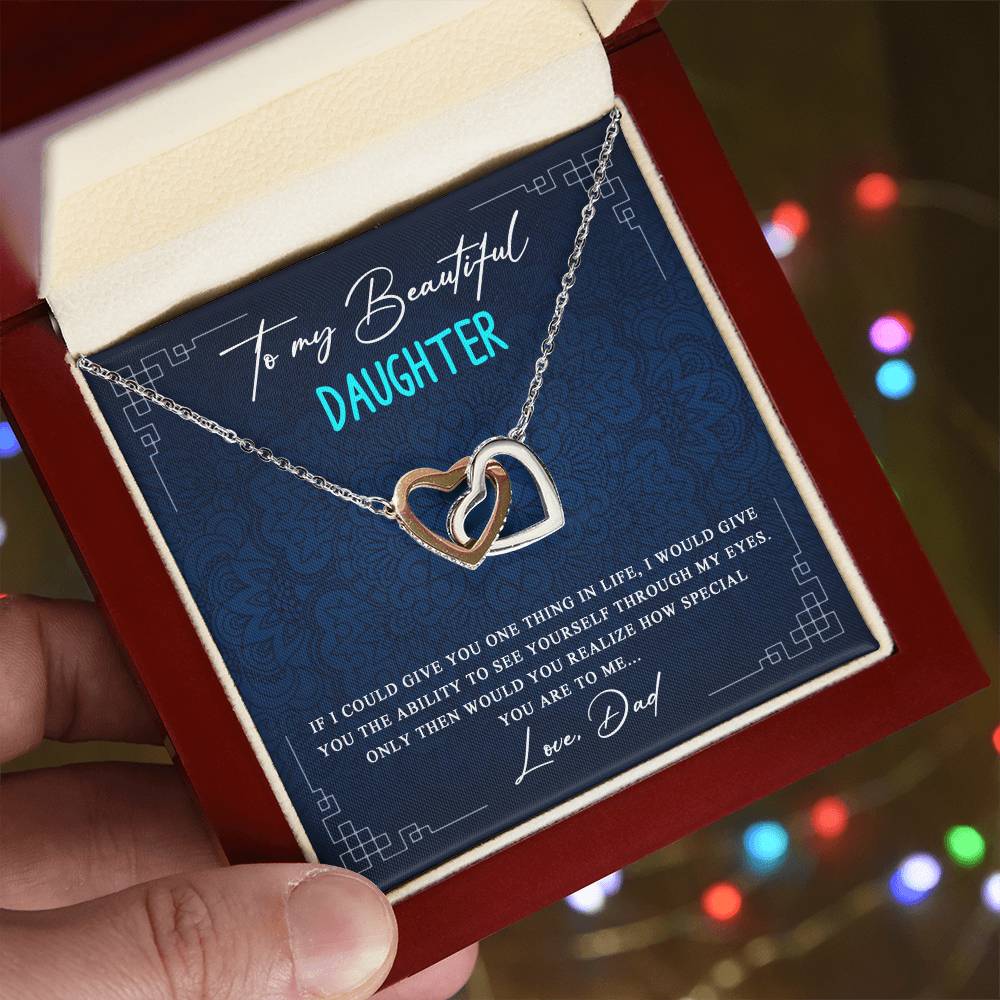 Special Gift For Daughter From Dad Interlocking Hearts Necklace