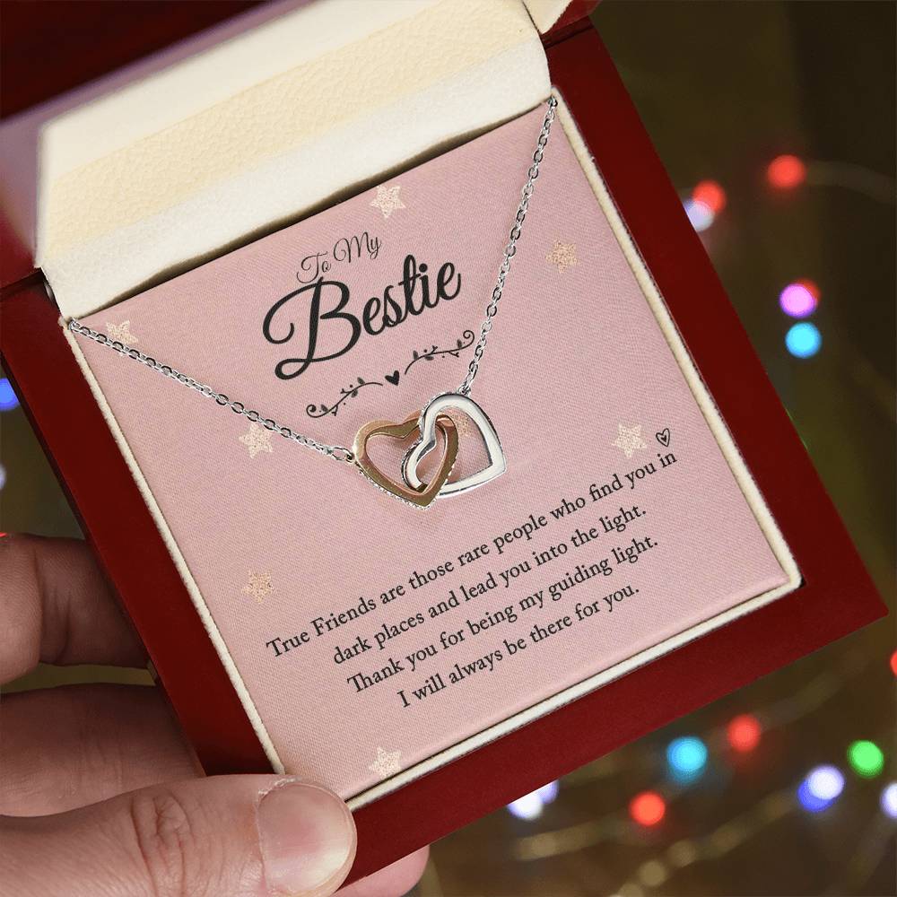 To My Bestie - I Will Always Be There For You - Interlocking Hearts Necklace