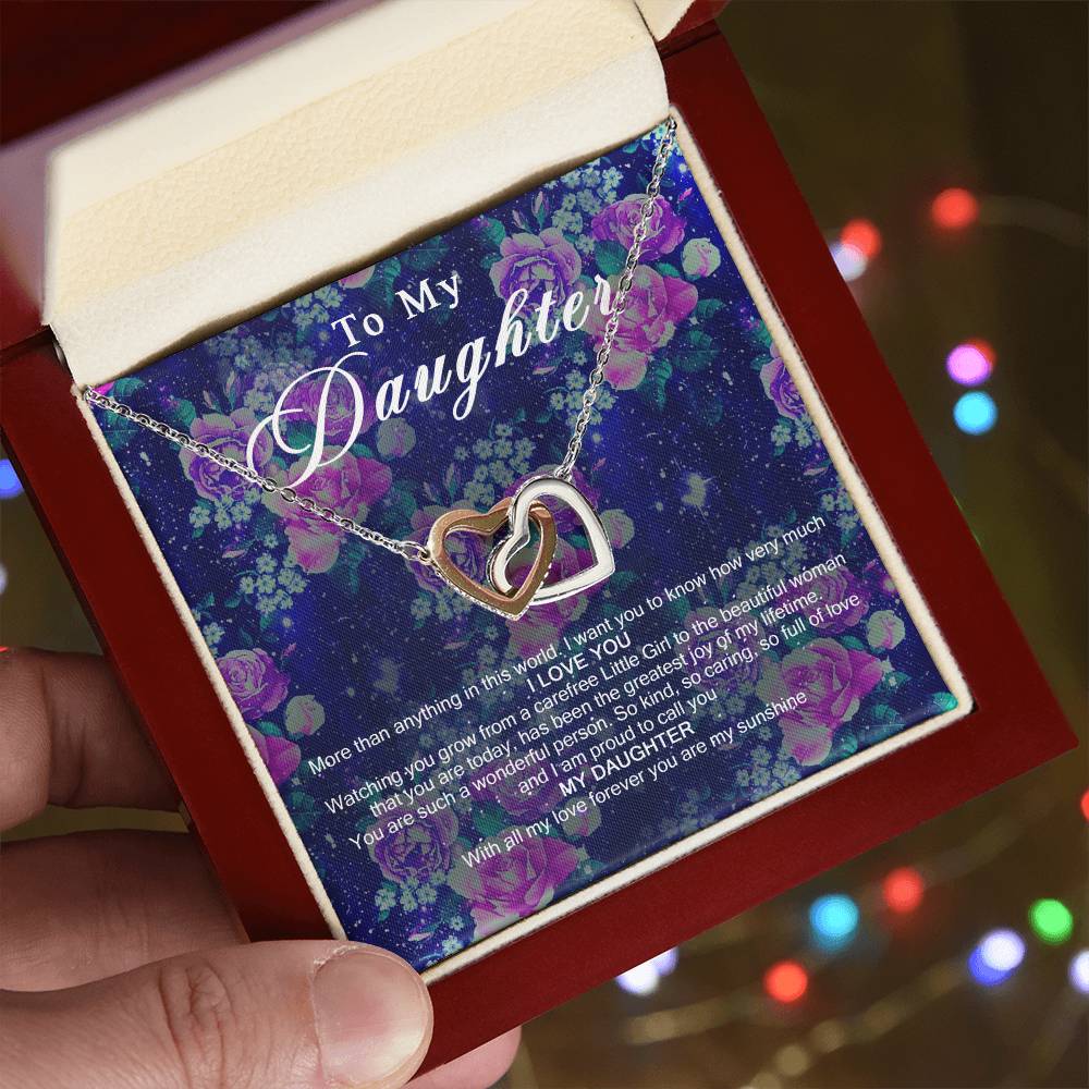 To My Daughter Interlocking Hearts Necklace