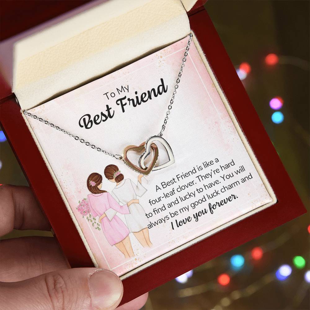 A Best Friend Is Like A Four-Leaf Clover - Necklace Interlocking Hearts Necklace