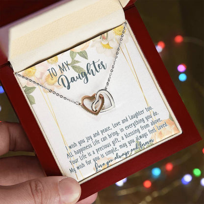 To My Daughter Interlocking Hearts Necklace Message Card