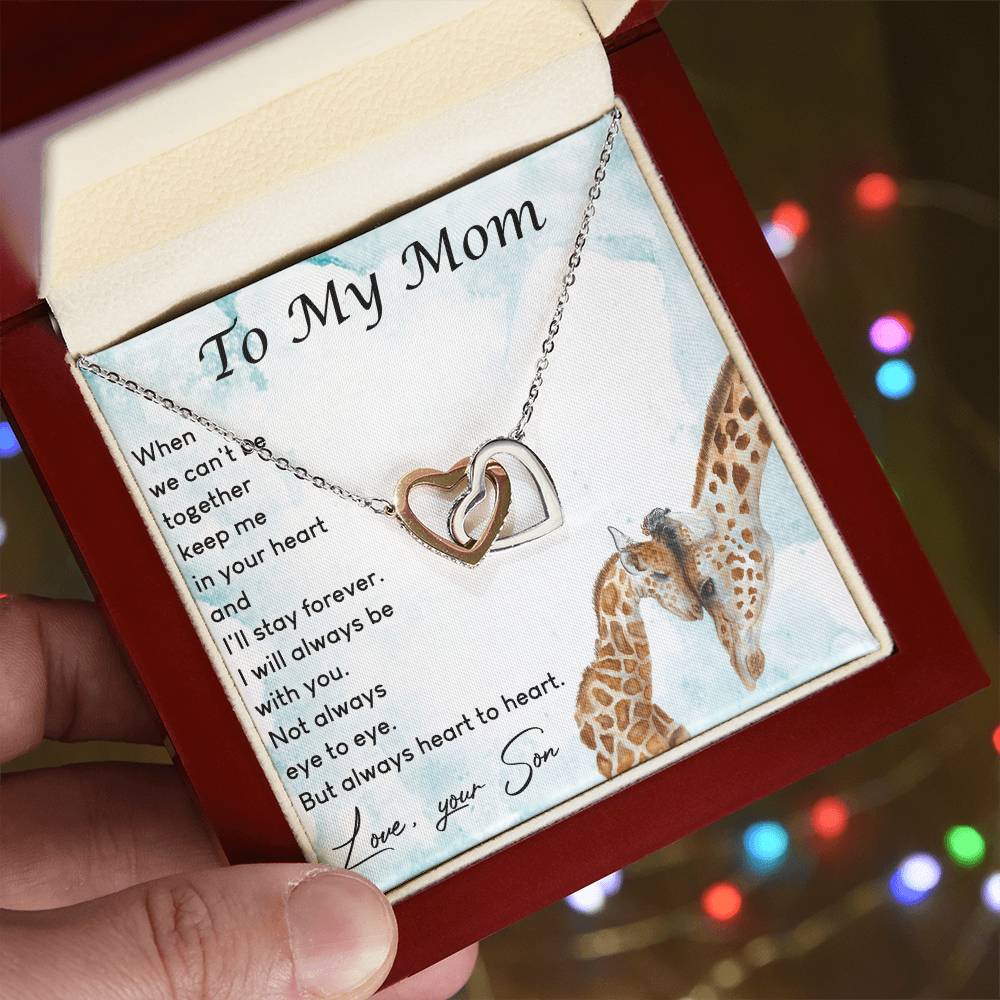 To My Mom Interlocking Hearts Necklace Message Card