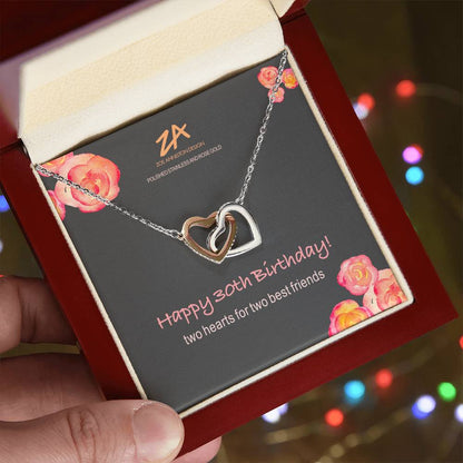 Happy 30Th Birthday! Interlocking Hearts Necklace