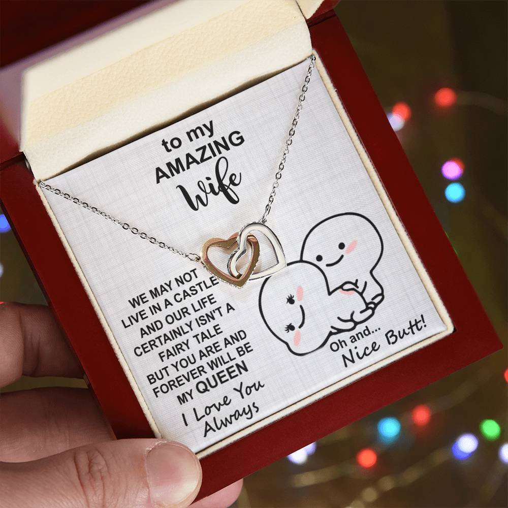 Oh And Nice Butt Double Heart Wife Necklace Interlocking Hearts Necklace