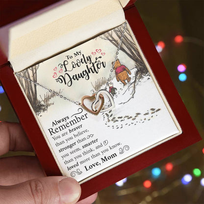 Lovely Daughter Winnie The Pooh Necklace Interlocking Hearts Necklace