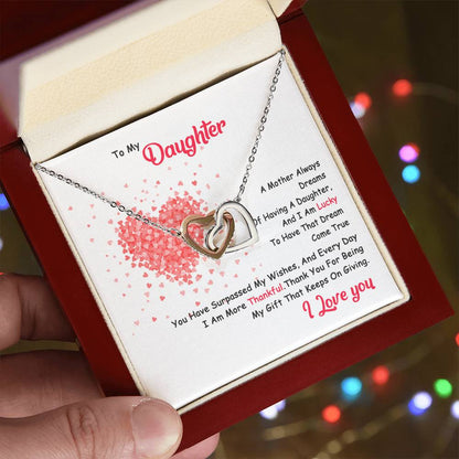 My Daughter - I Am Lucky To Have You Interlocking Hearts Necklace