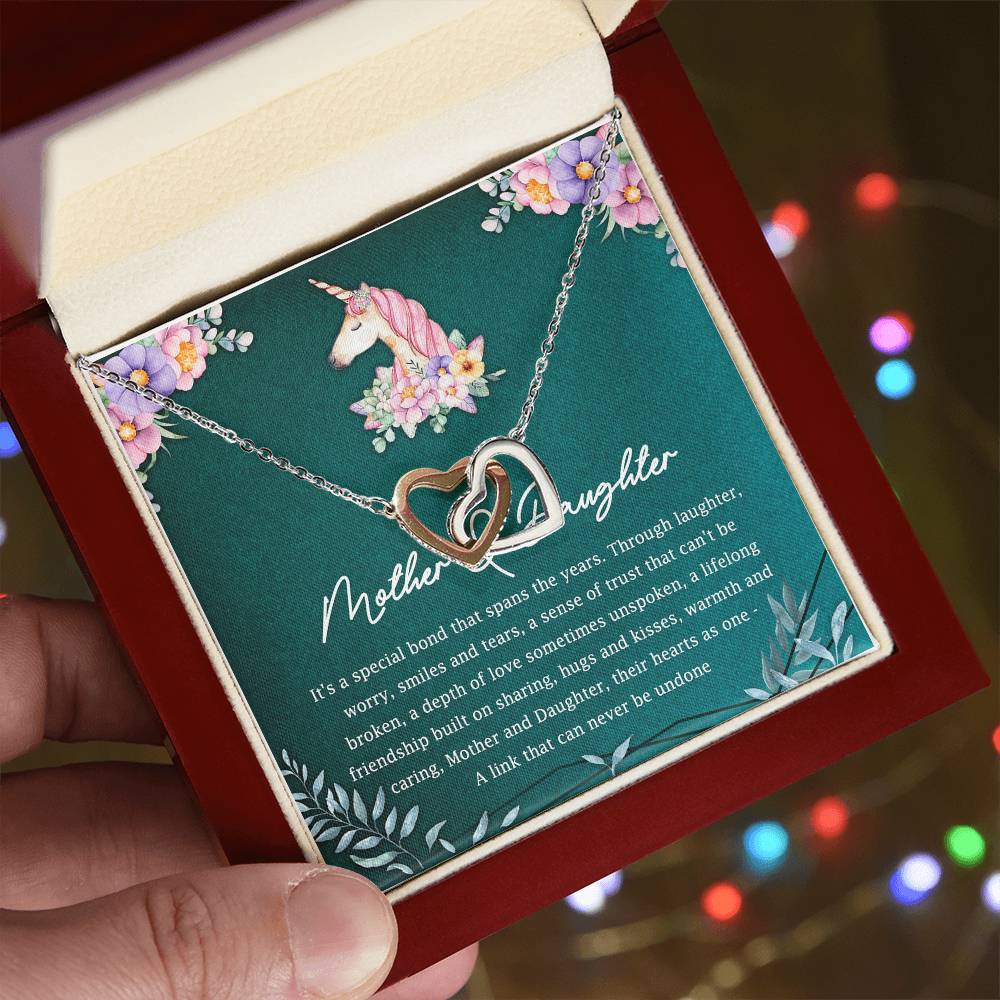 Mother And Daughter Their Hearts As One Interlocking Hearts Necklace Mother'S Day Message Card