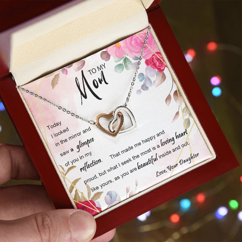 Limited Quantity Mother'S Day Gifts From Daughter Birthday Gifts For Mom Reflection Interlocking Hearts Necklace