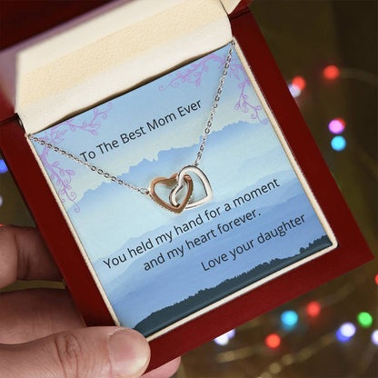 Best Mom Ever Two Hearts Necklace Interlocking Hearts Necklace