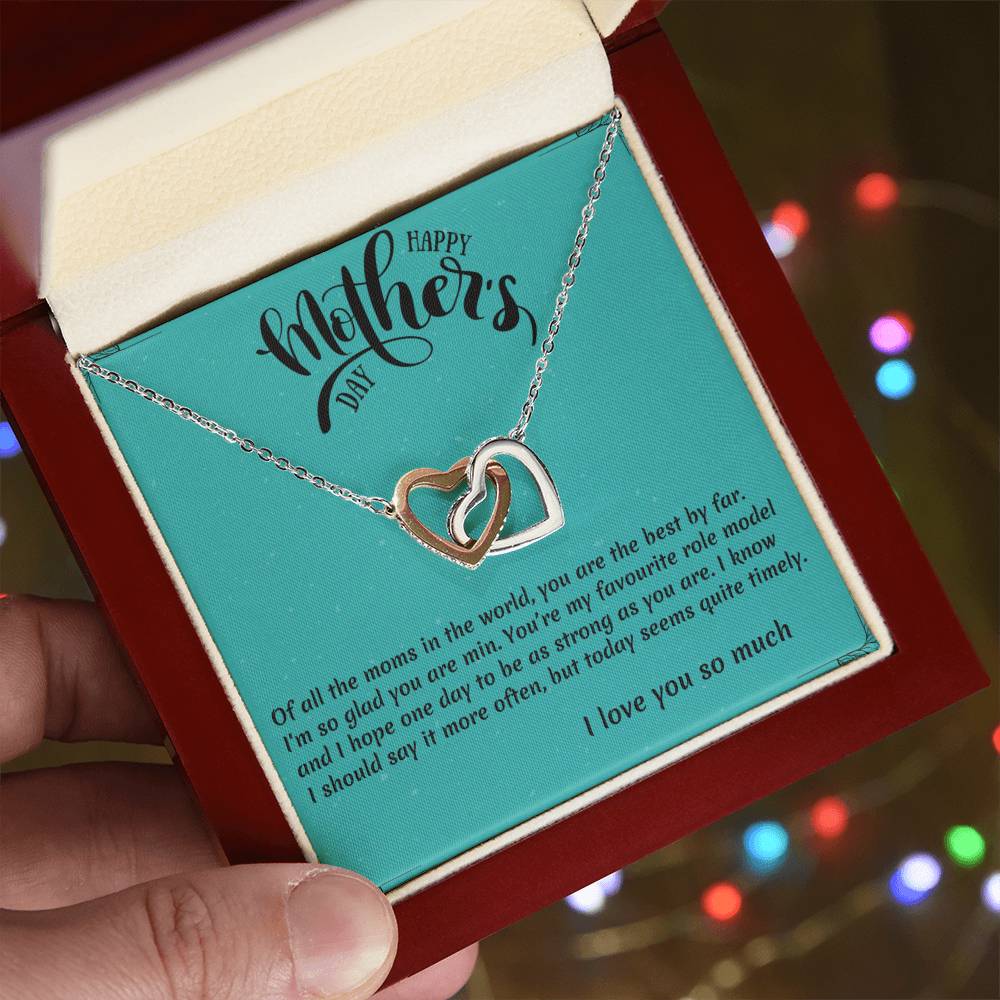 Of All Of The Moms- Interlocked Interlocking Hearts Necklace