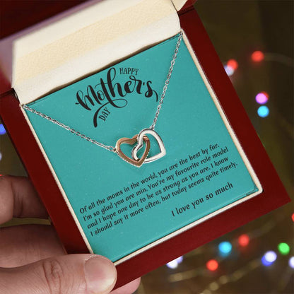 Of All Of The Moms- Interlocked Interlocking Hearts Necklace