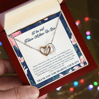 To My Future Mother-In-Law - Thank You For Always Welcoming Me Into The Family With Open Arms And A Warm Heart Interlocking Hearts Necklace