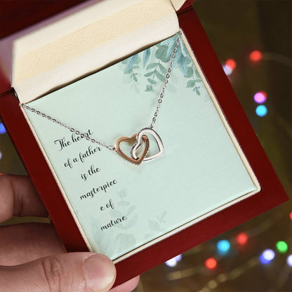 The Heart Of A Father Is The Masterpiece Of Nature - Interlocking Heart Necklace Interlocking Hearts Necklace