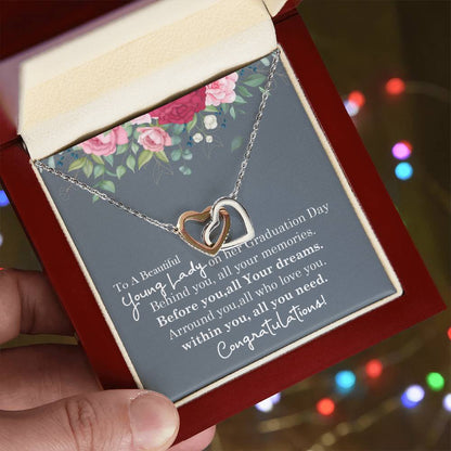 To My Amazing Daughter- Mom Love You - Mother Love For Daughter Interlocking Hearts Necklace