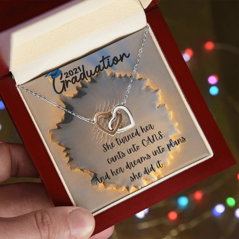 2021 Graduation Sister Interlocking Hearts Necklace