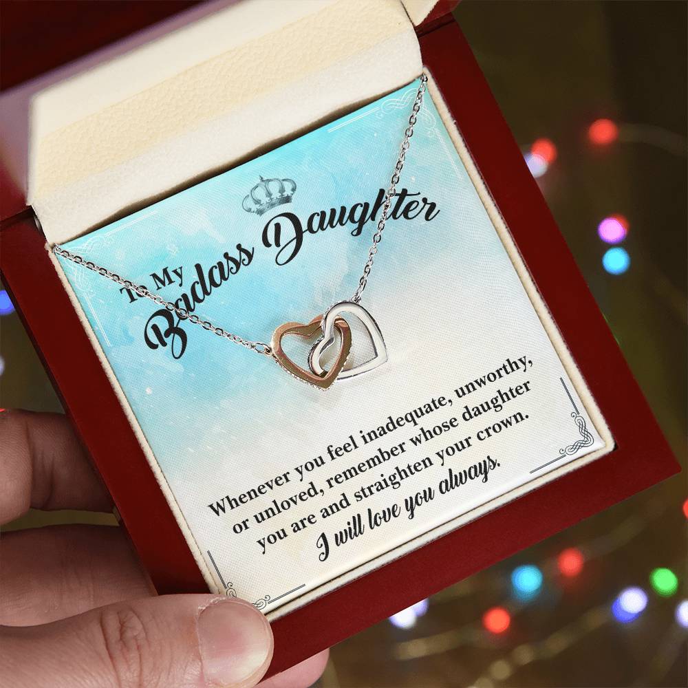 To My Badass Daughter- I Will Always Love You- Necklace Interlocking Hearts Necklace