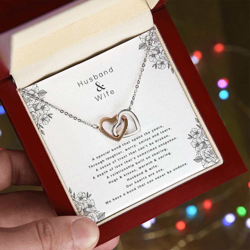 Husband & Wife - An Unbreakable Bond Interlocking Hearts Necklace
