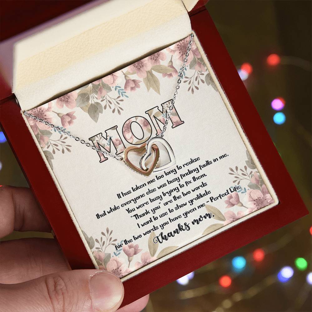 Perfect Life Thanks Mom D9312 Interlocking Hearts Necklace