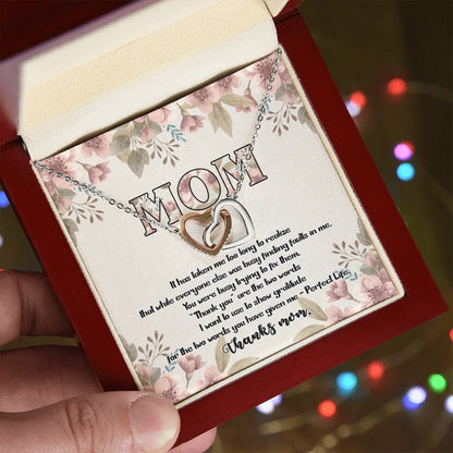 Perfect Life Thanks Mom D9312 Interlocking Hearts Necklace