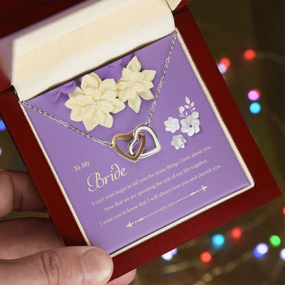 To My Bride - I Can'T Even Begin To Tell You Interlocking Hearts Necklace