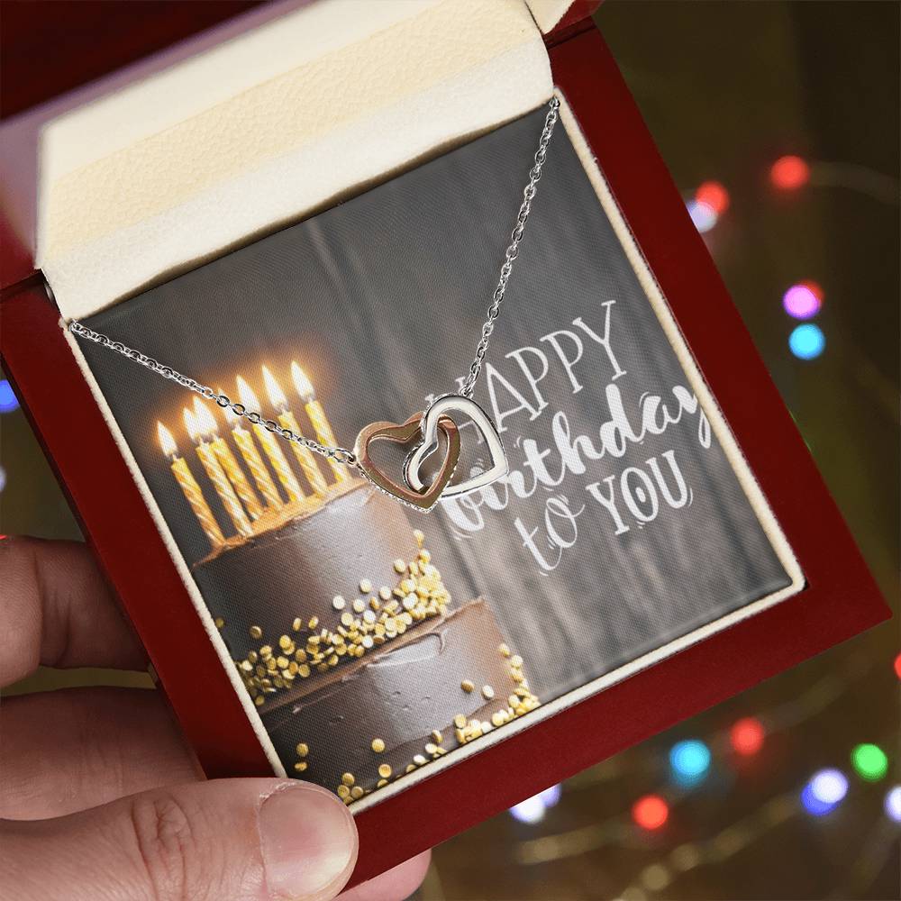 Happy Birthday Interlocking Hearts Necklace