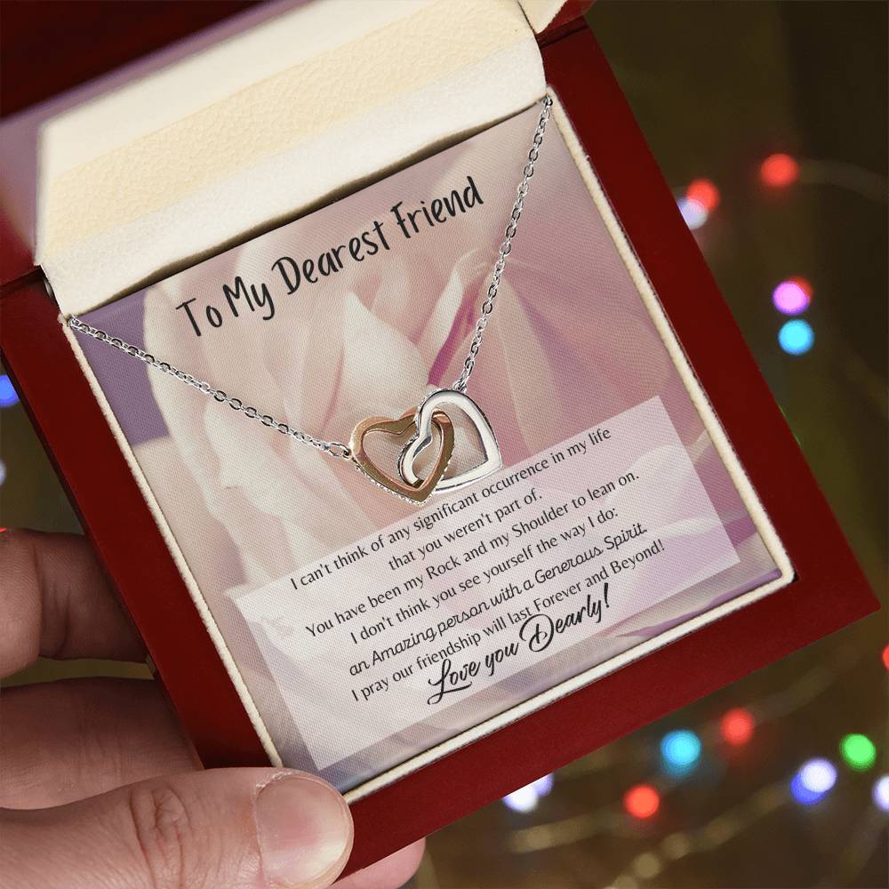 To My Dearest Friend Interlocking Hearts Necklace