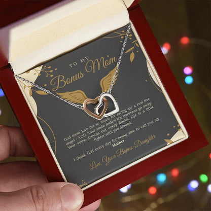 To My Bonus Mom Interlocking Hearts Necklace