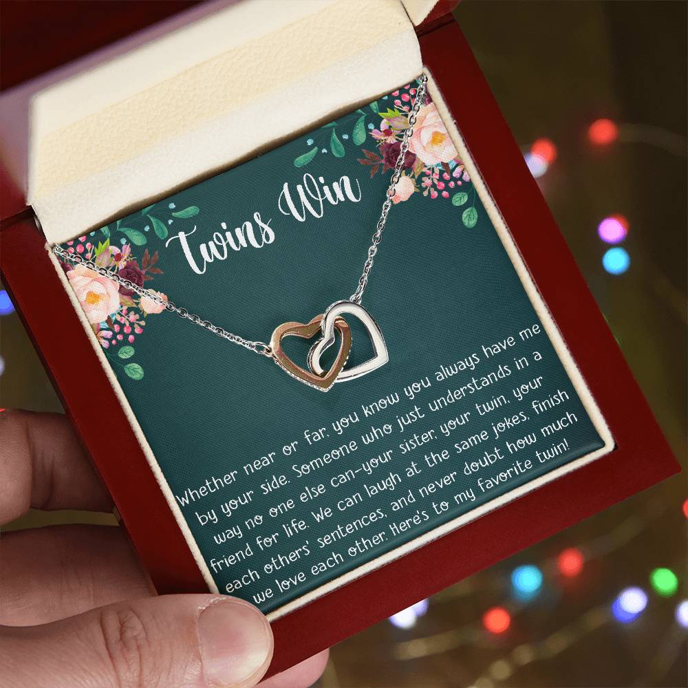 My Twin Interlocking Hearts Necklace - Perfect Gift For Your Twin Sister Twin Girl Show Your Twin Love With The Best Present