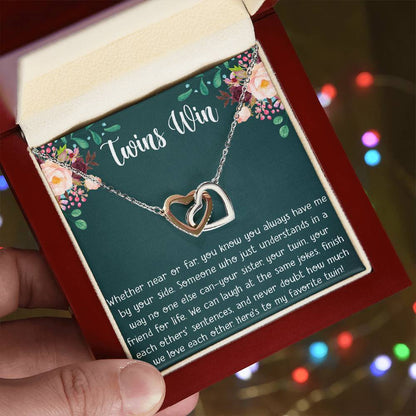 My Twin Interlocking Hearts Necklace - Perfect Gift For Your Twin Sister Twin Girl Show Your Twin Love With The Best Present