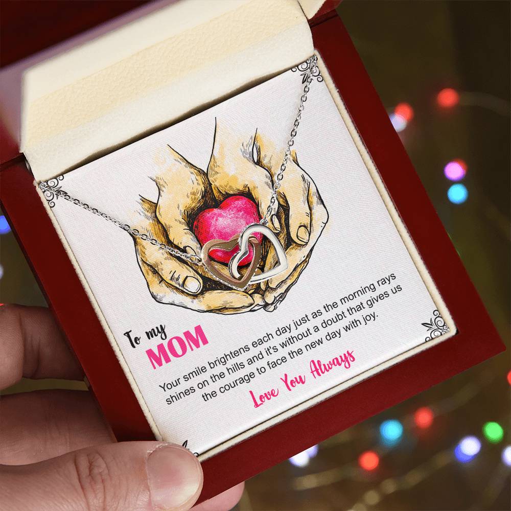 To My Mom Your Smile Love You Always Interlocking Hearts Necklace