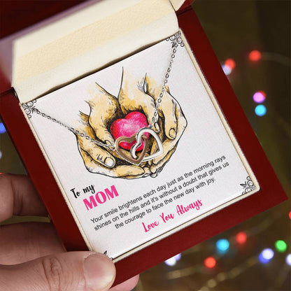 To My Mom Your Smile Love You Always Interlocking Hearts Necklace
