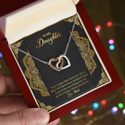Never Forget That I Love You. Necklace. Two Hearts. Interlocking Hearts Necklace