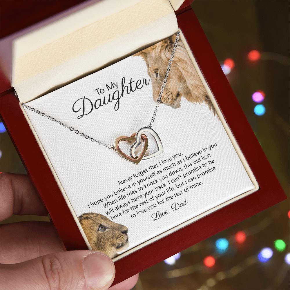 To My Daughter - Never Forget That I Love You - Necklace Interlocking Hearts Necklace