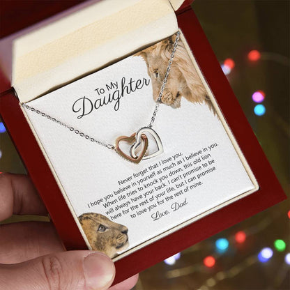 To My Daughter - Never Forget That I Love You - Necklace Interlocking Hearts Necklace